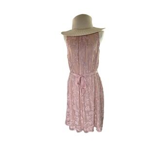 Sunday in Brooklyn Pink Embroidered Dress M Blush Sleeveless Boho Garden Wedding